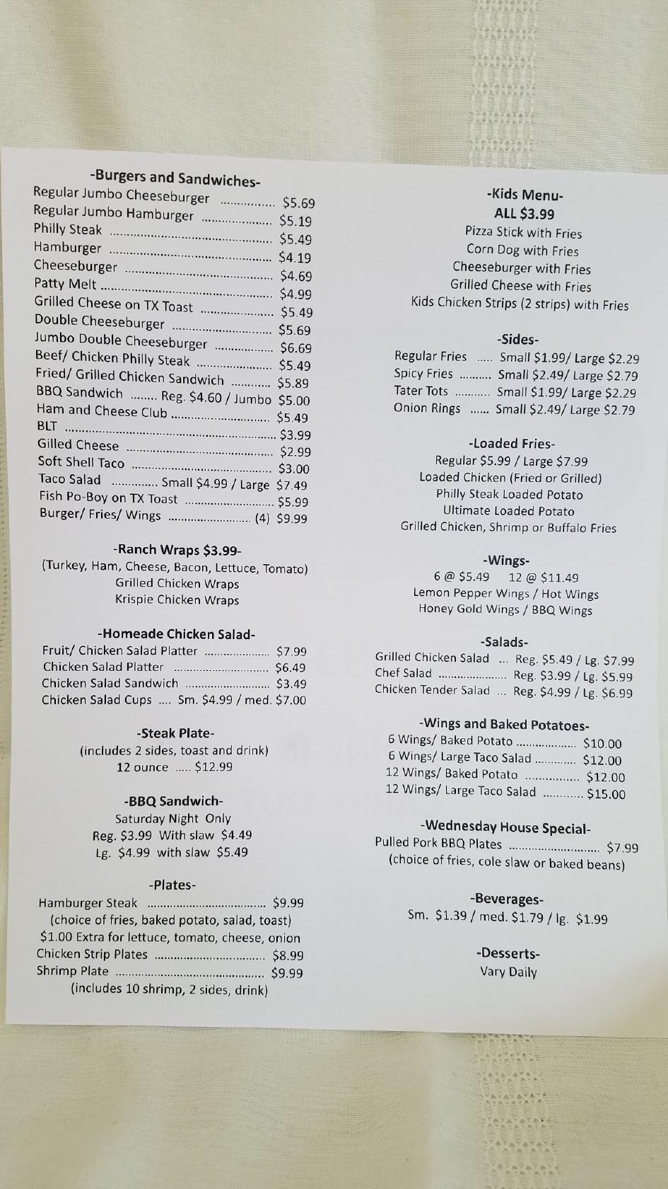 Menu at Southern Traditions Restaurant, Houston
