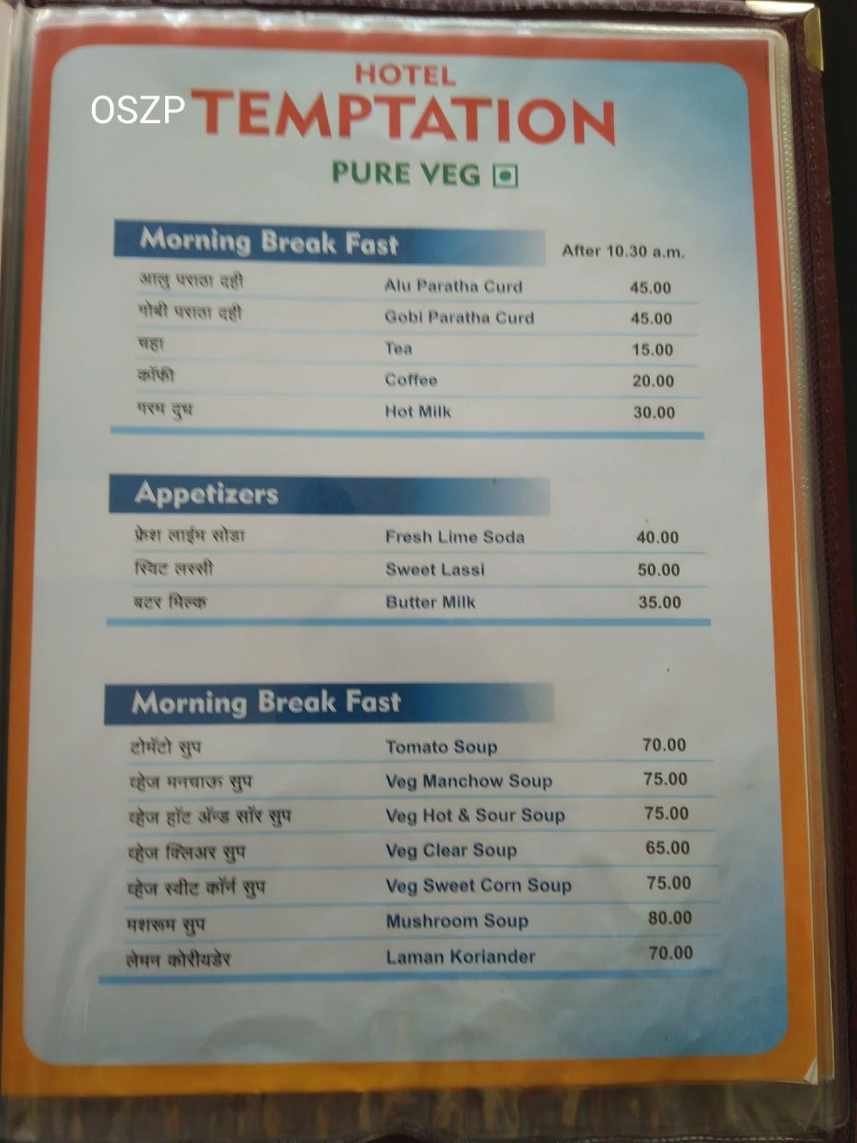 Hotel Temptation (Pure Veg) menu
