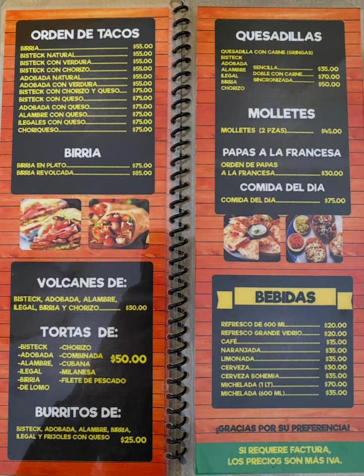 Menu at La Palapa Restaurant, Morelos