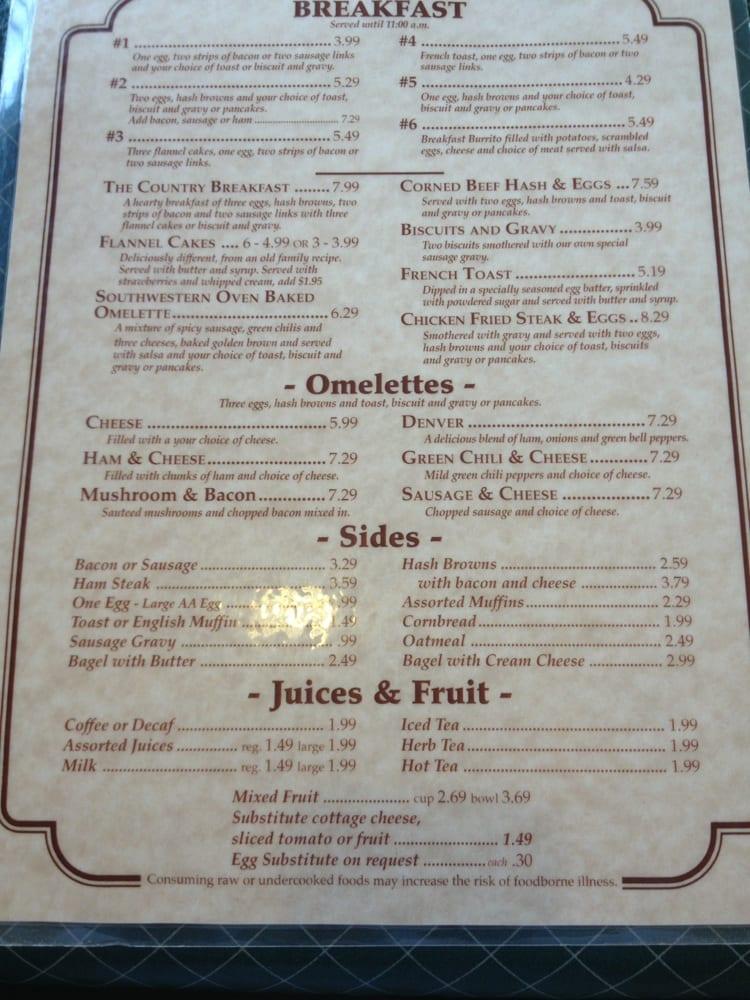 Menu at Berry's Pie Pantry cafe, Prescott
