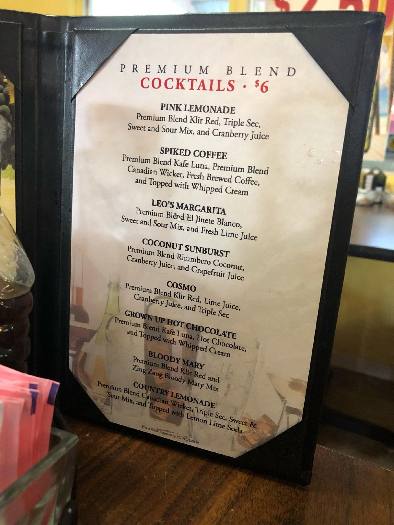 Menu at Leo's French Toast House restaurant, Alva