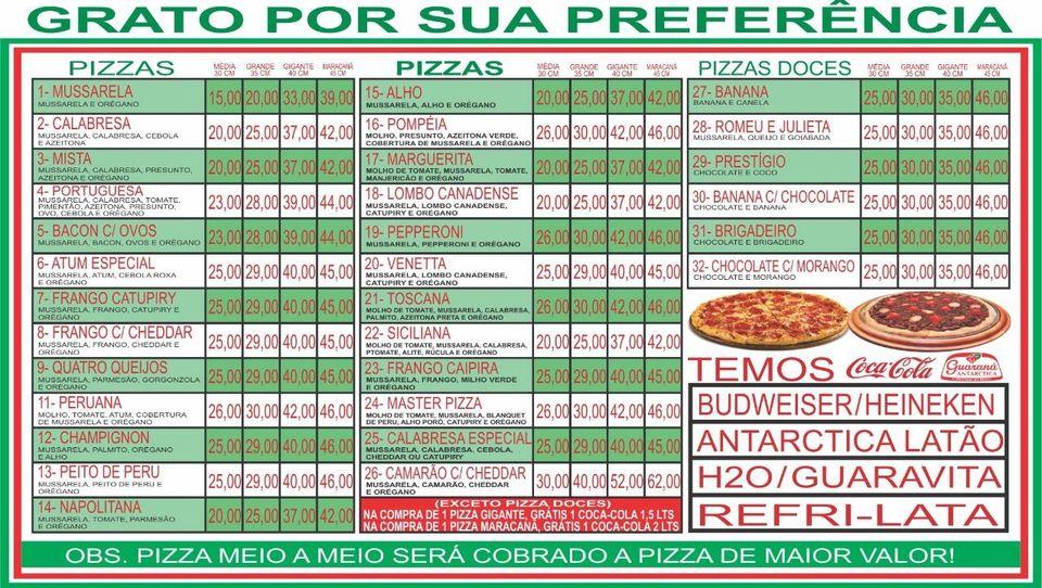 Master Pizza cardápio