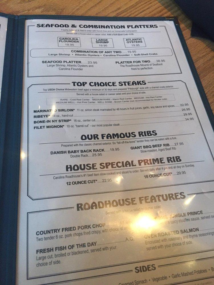 Carta del pub y bar Carolina Roadhouse, Myrtle Beach