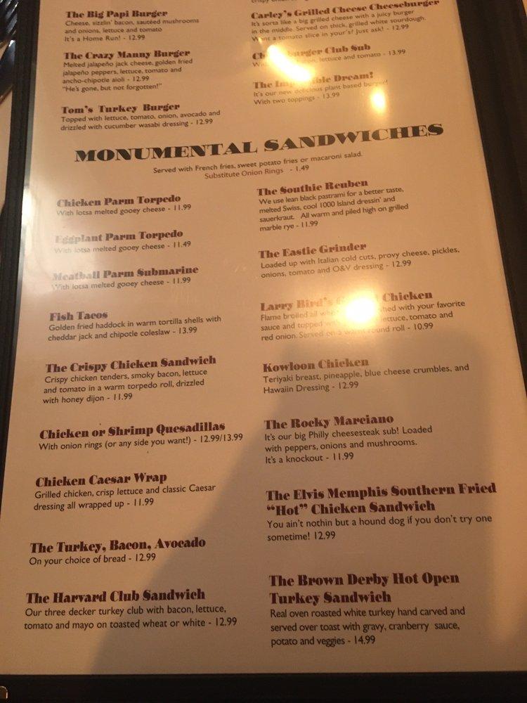 Menu at Boston Tavern pizzeria, Norwood