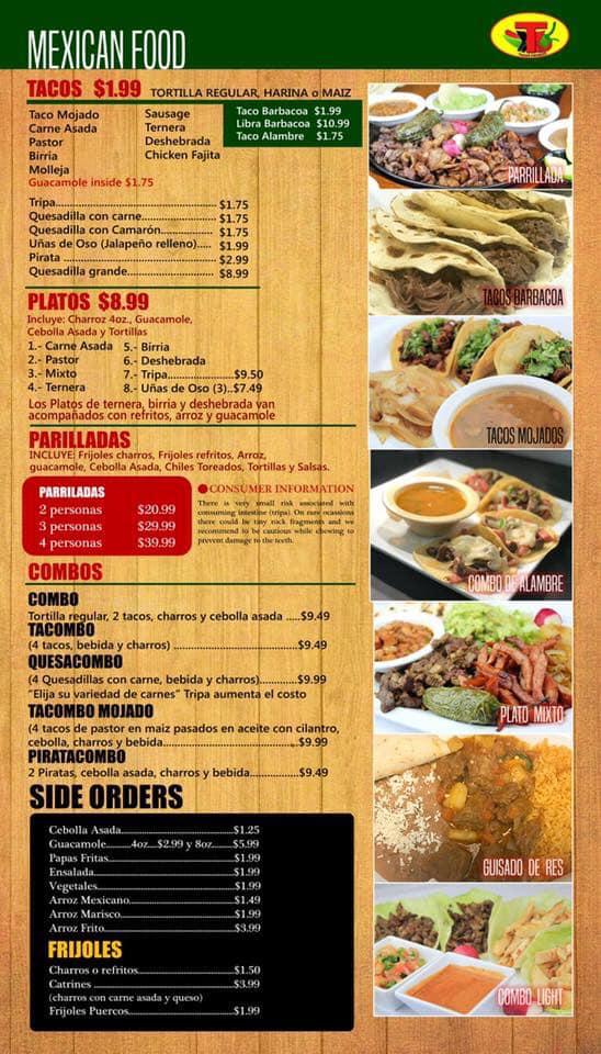 Menu At Tacos Express Restaurant, Laredo, Corpus Christi St