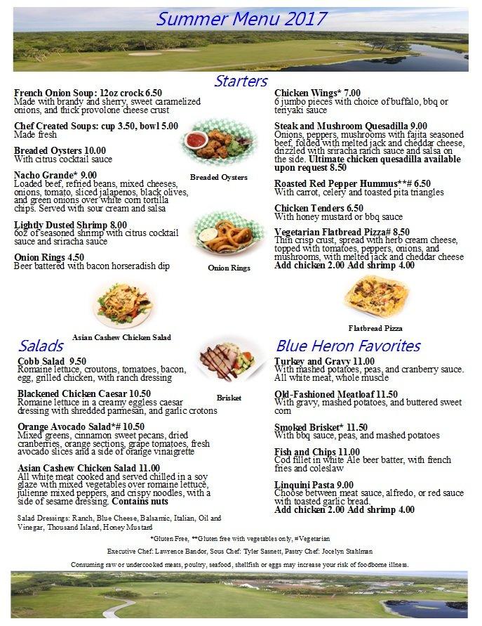 Menu at Blue Heron Restaurant and Café, Titusville