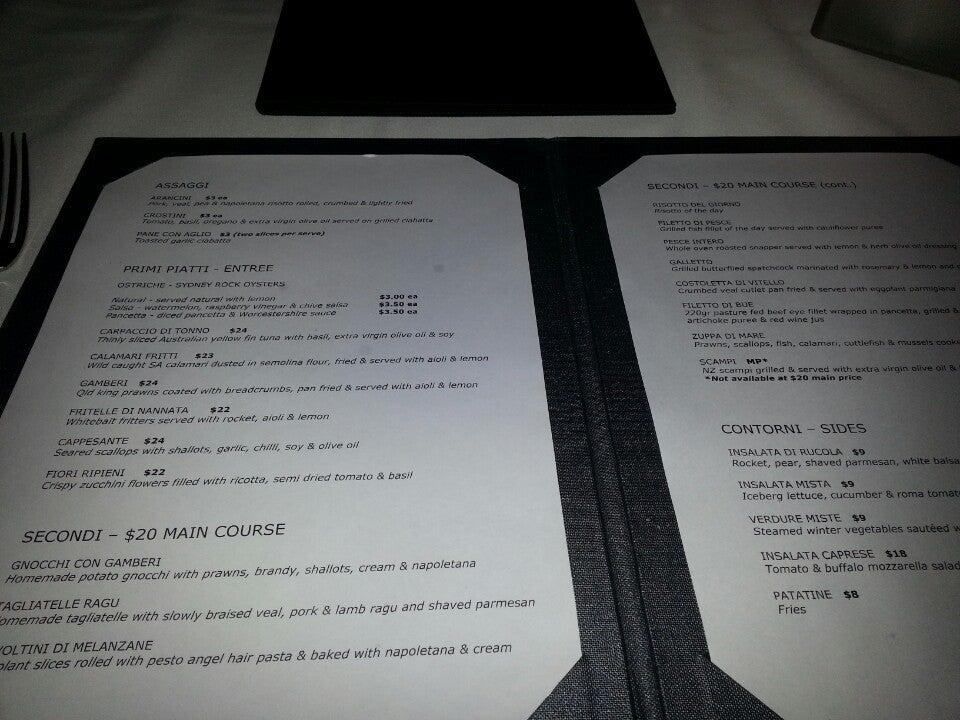 Menu at Drummoyne Sailing Club, Drummoyne