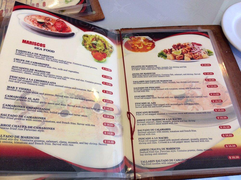 Carta de Estampas Peruanas Restaurant, Redwood City