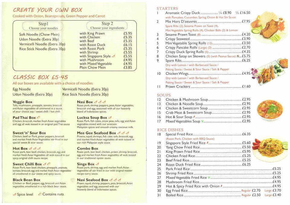 Menu at Noodle Bar,Waterlooville, Waterlooville