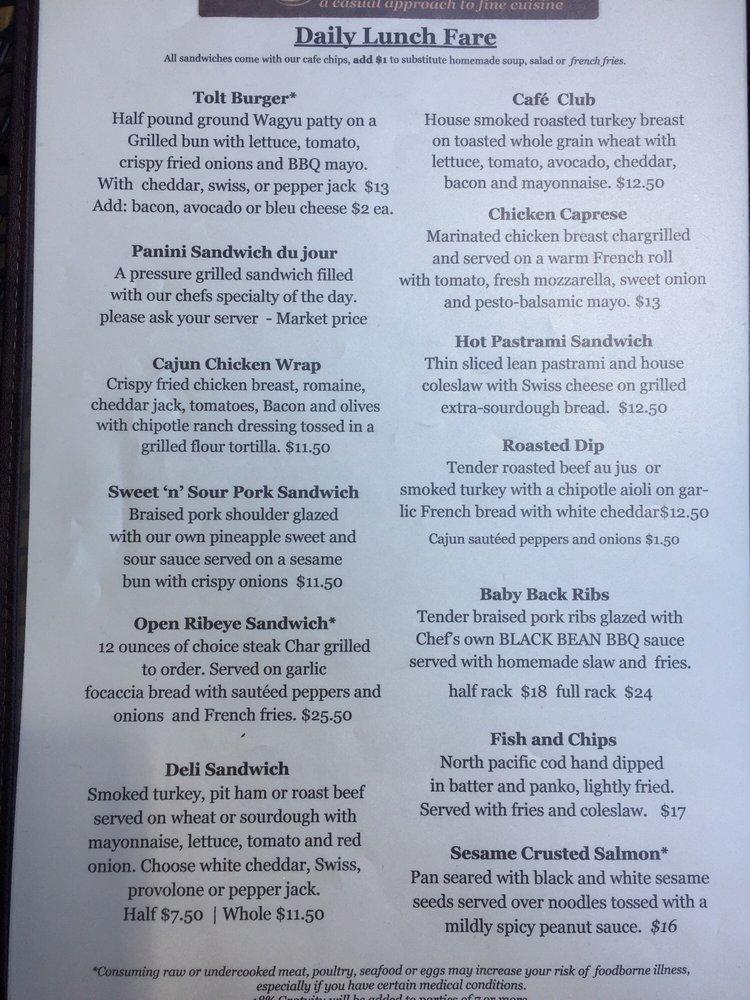 Menu at Carnation Cafe & Lounge, Carnation
