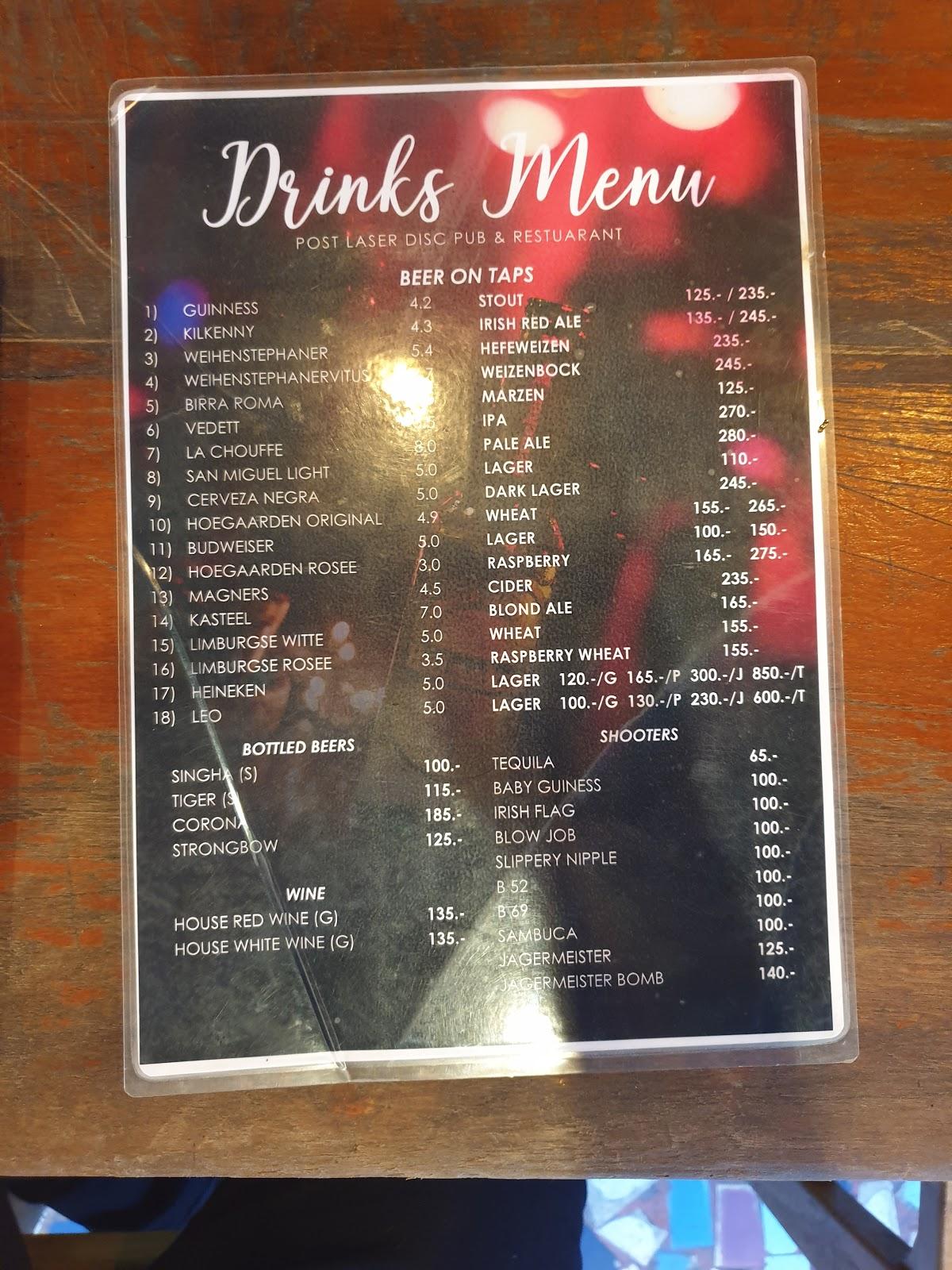 Menu at Post Laser Disc Pub & Restaurant. หาดใหญ่, Hat Yai, 8284