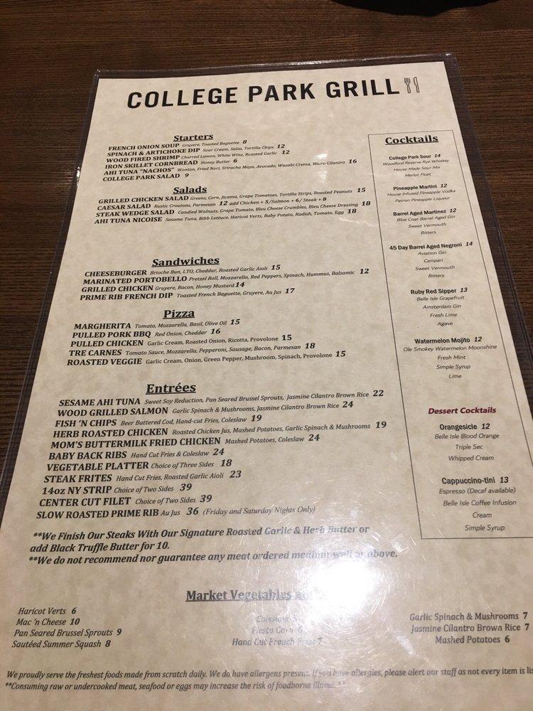 Menu At College Park Grill Steakhouse College Park   R5a7 Menu College Park Grill 2022 10 