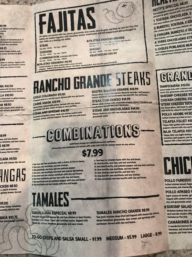 Menu at Rancho Grande Restaurant, Olive Branch, Bethel Rd