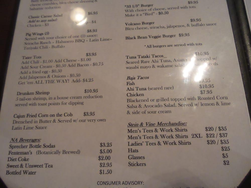 Menu at The Stein & Vine pub & bar, Brandon