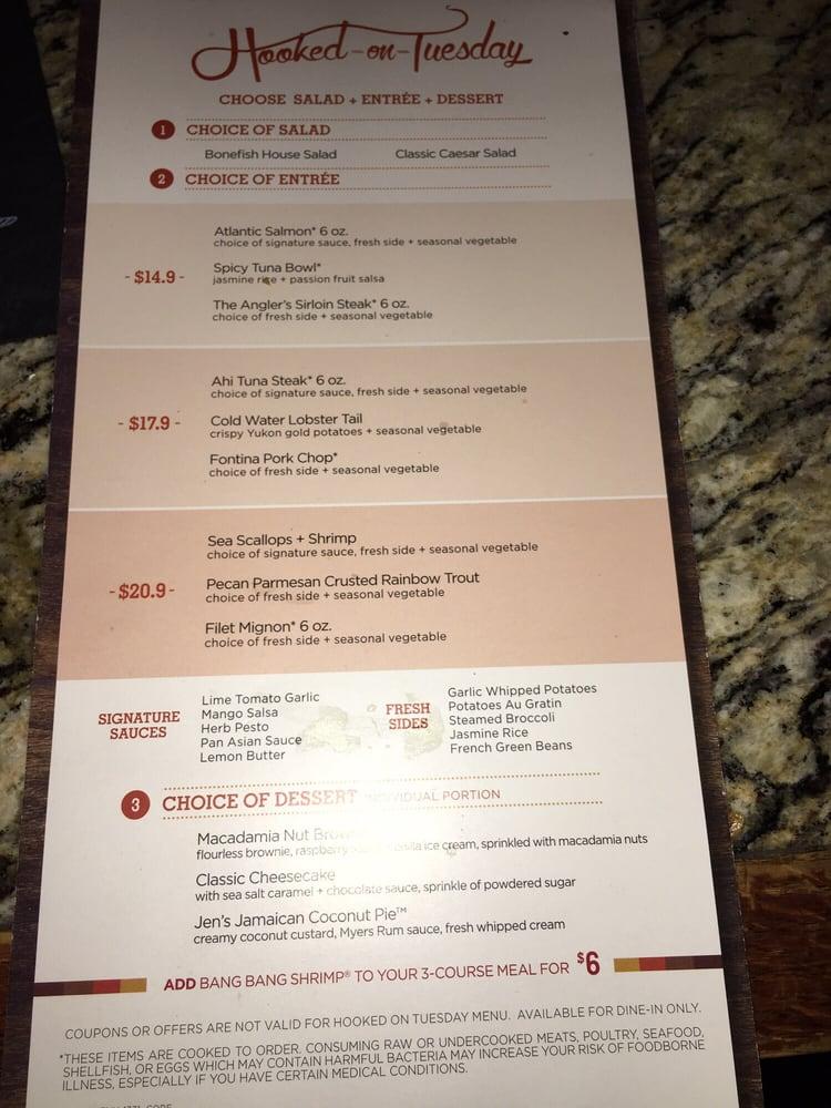 Menu At Bonefish Grill Restaurant, Camp Hill