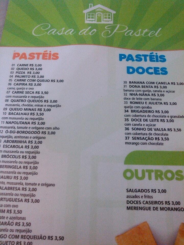 Casa do Pastel cardápio