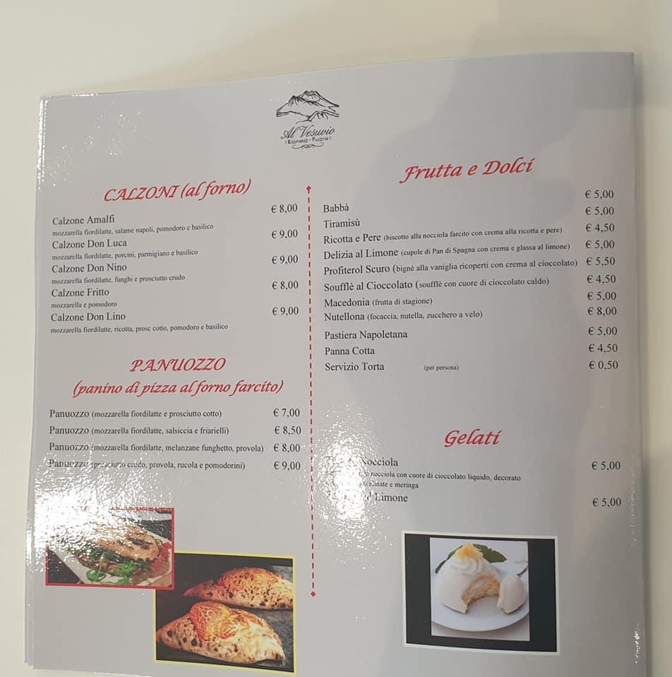Menu di Al Vesuvio 