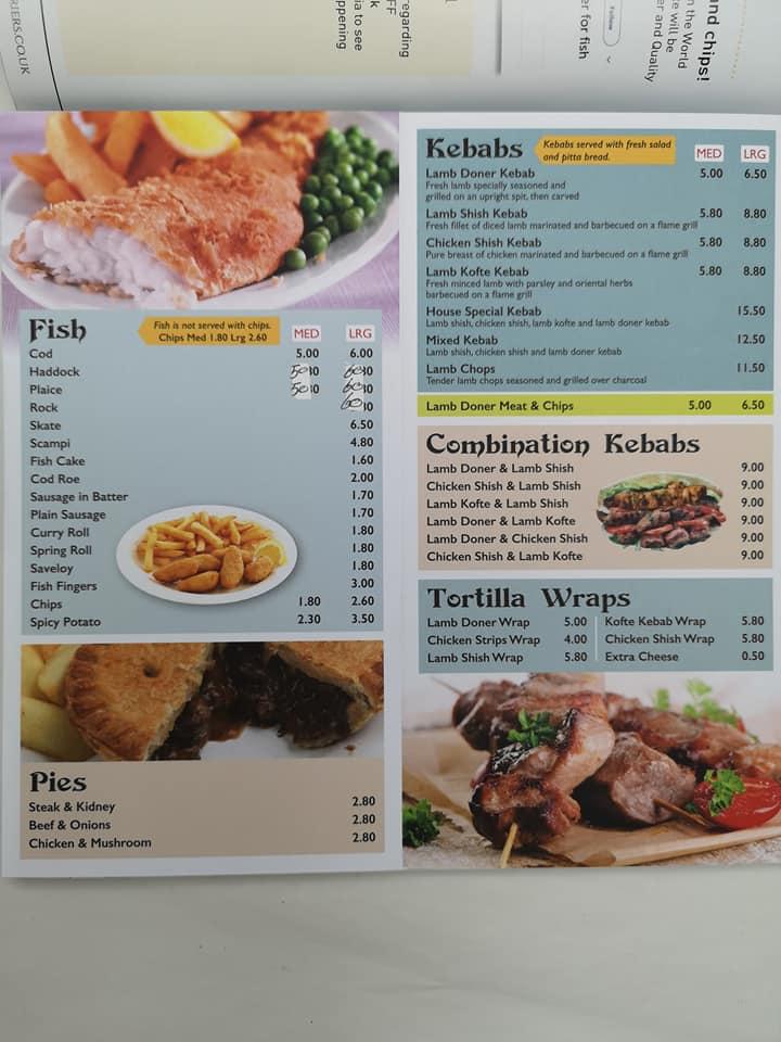 Menu at Rumbles Fish Bar Trumpington, Cambridge