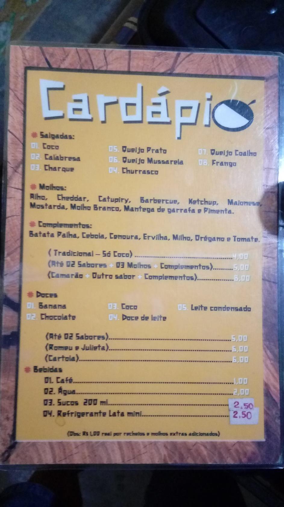 Menu At Tapioca Pub Bar Praia De Tamandar