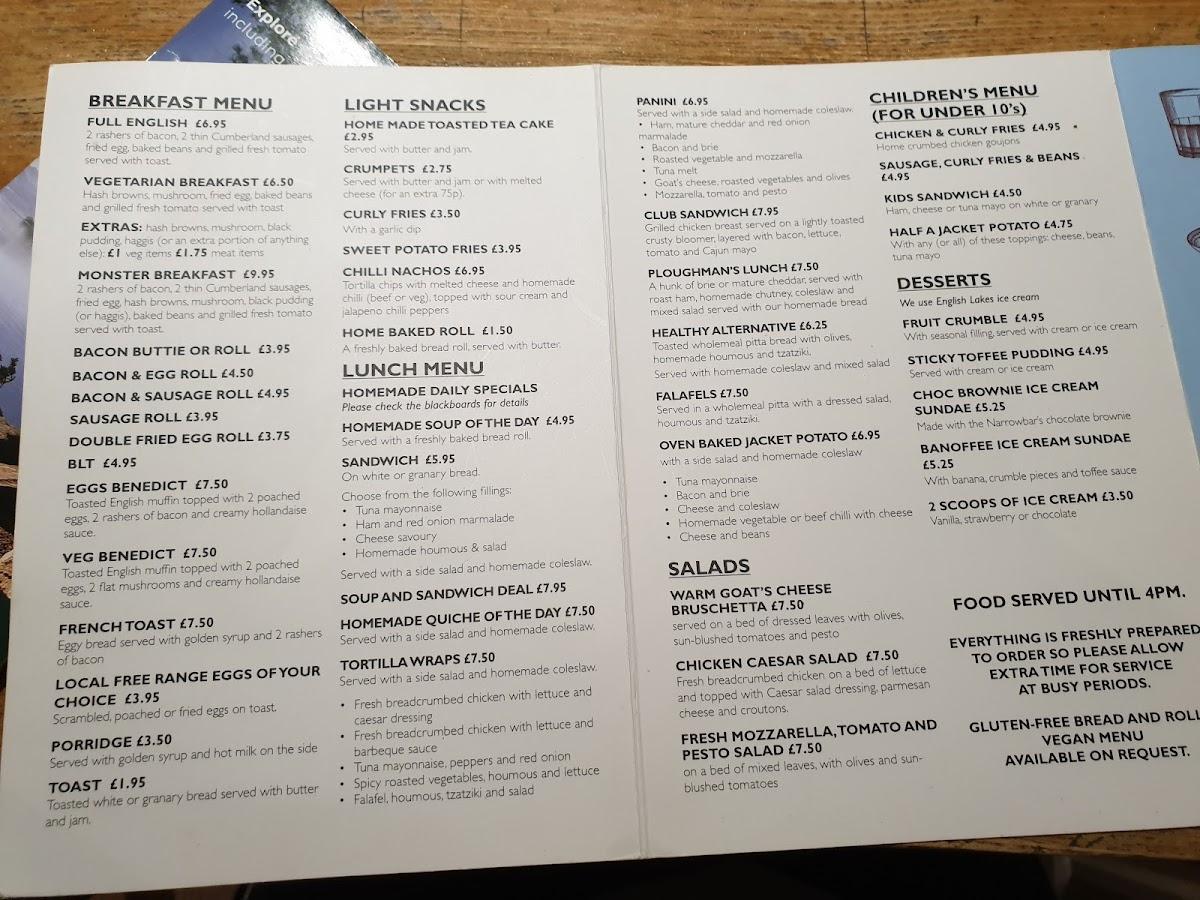 Menu at The Narrowbar Cafe, Penrith