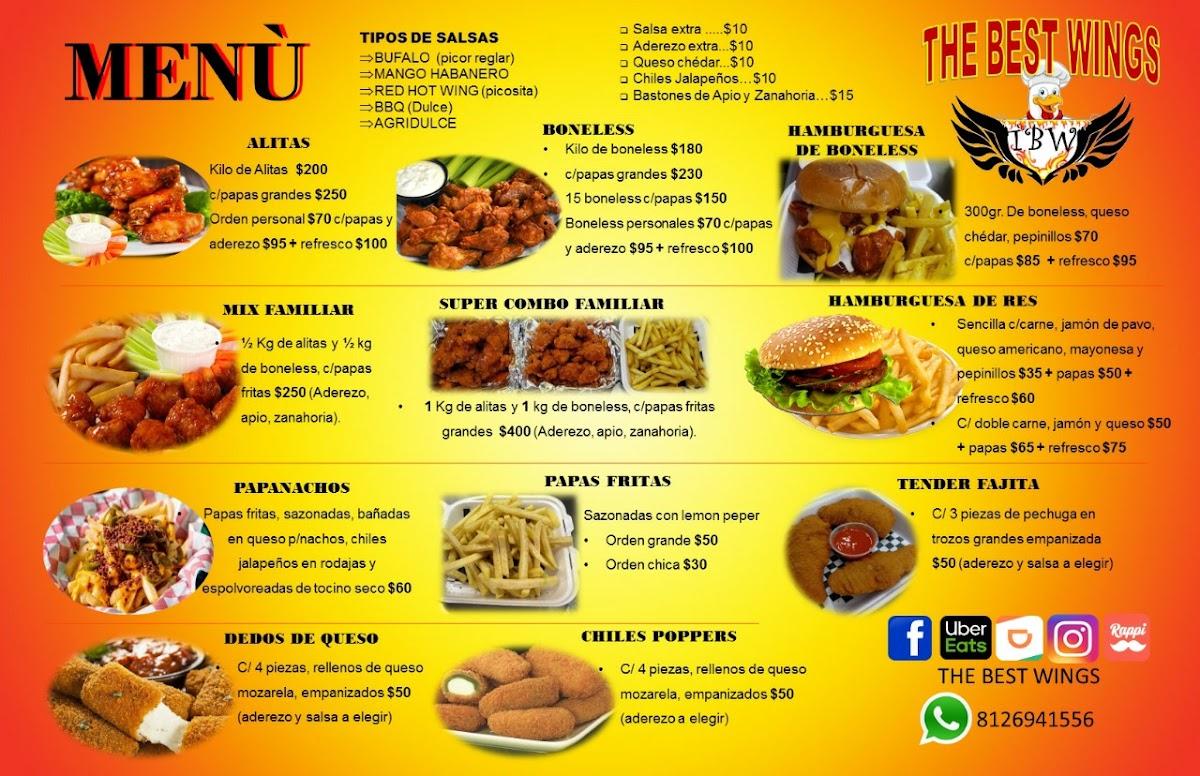 Menu at The best wings restaurant, Monterrey