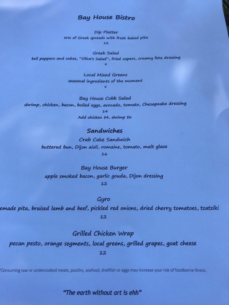 Menu at Bay House Bistro pub & bar, Fairhope