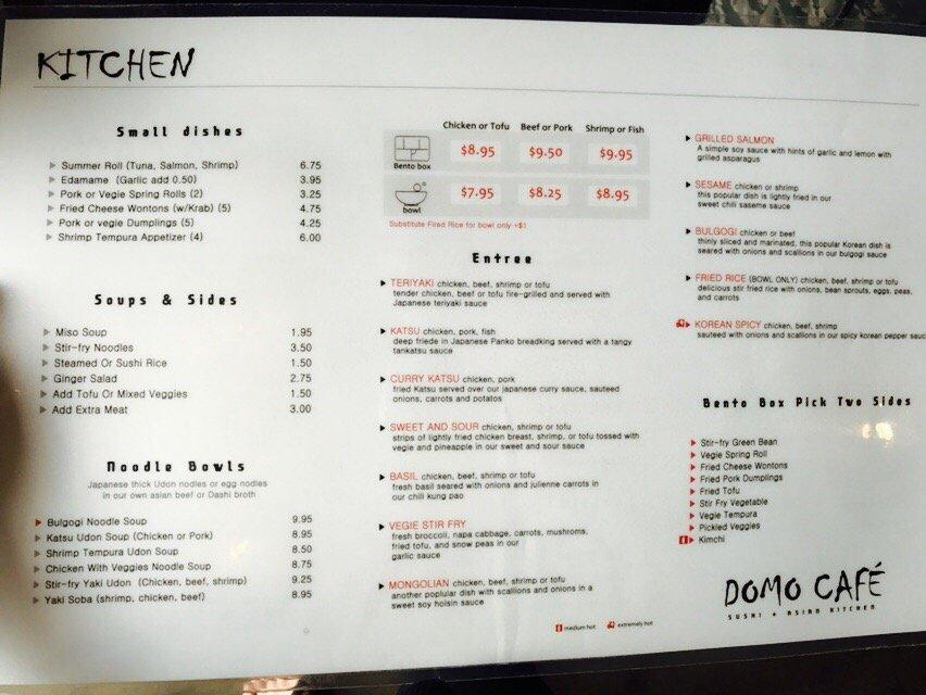 Menu at Domo Café restaurant, Fort Walton Beach, Hurlburt Rd