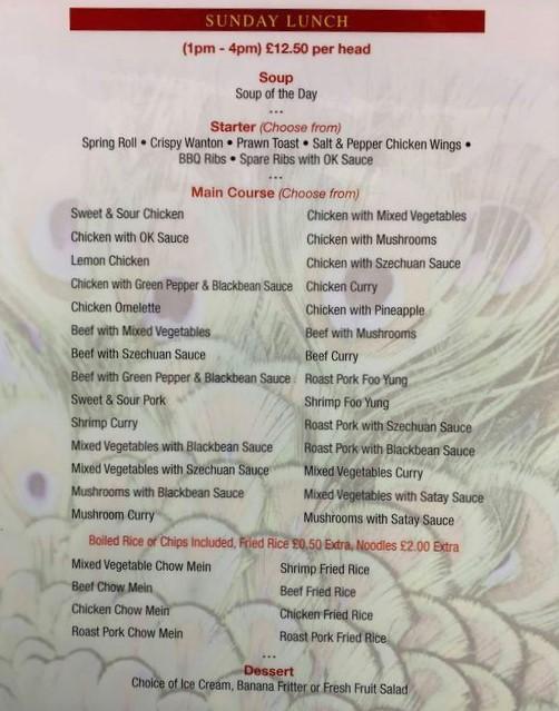 Carta de Peacock Inn Chinese Restaurant, Ormskirk Carta de Peacock Inn Chinese Restaurant, Ormskirk