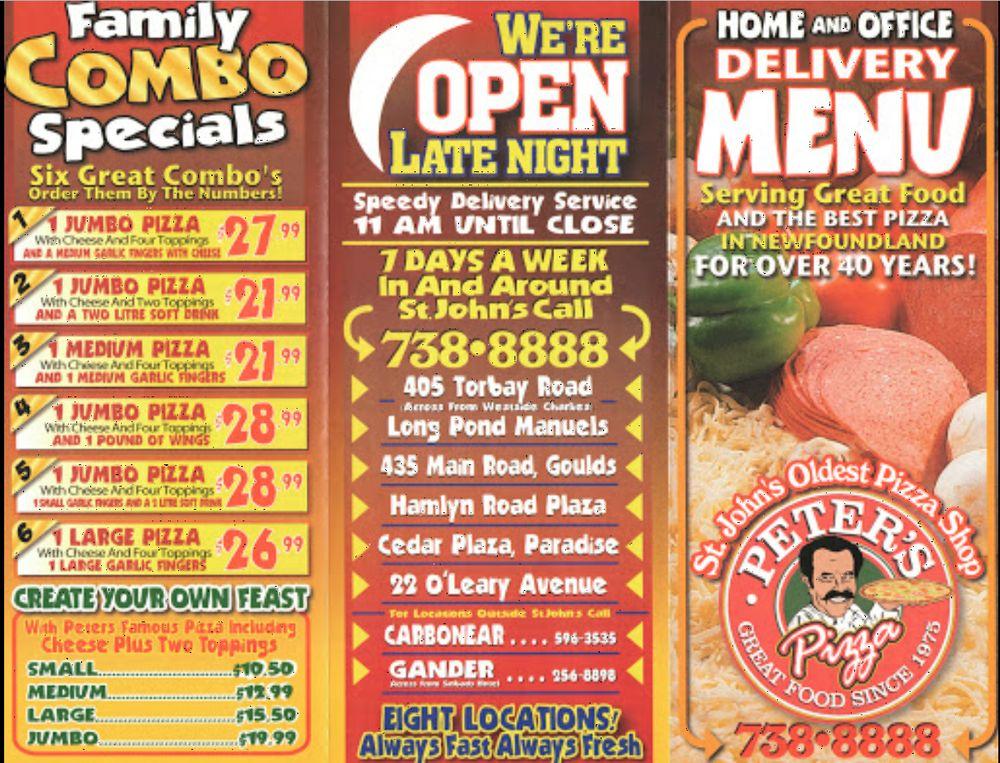 Menu at Peter's Pizza pizzeria, Gander