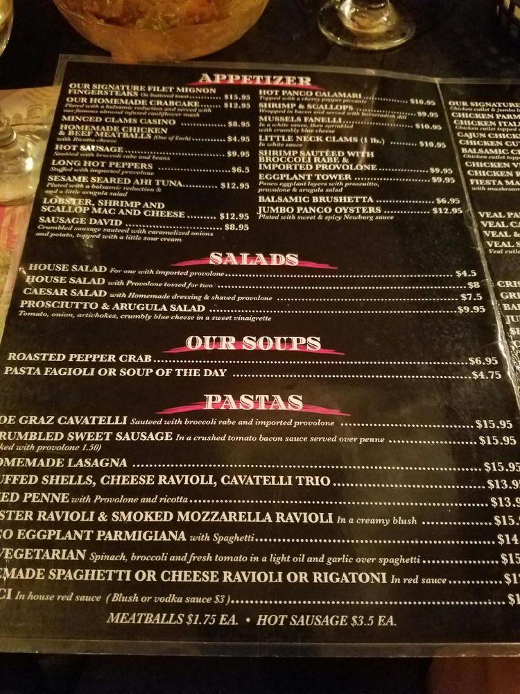 Menu at Graziano's Ristoranti restaurant, Chesilhurst, 400 White Horse Pike