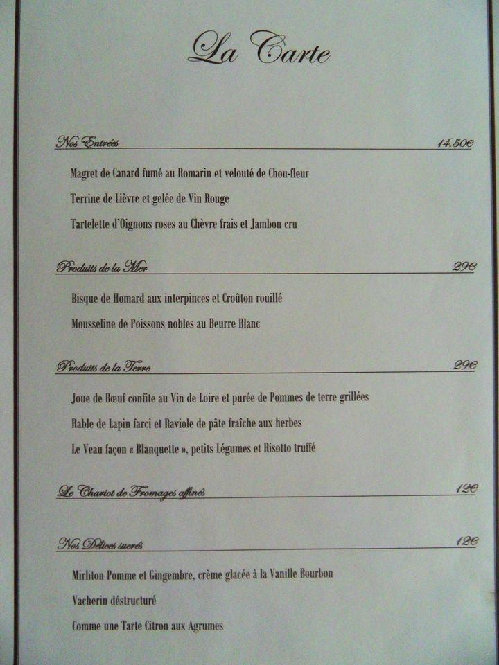 Menu at Le P'tit Bateau restaurant, Beaugency