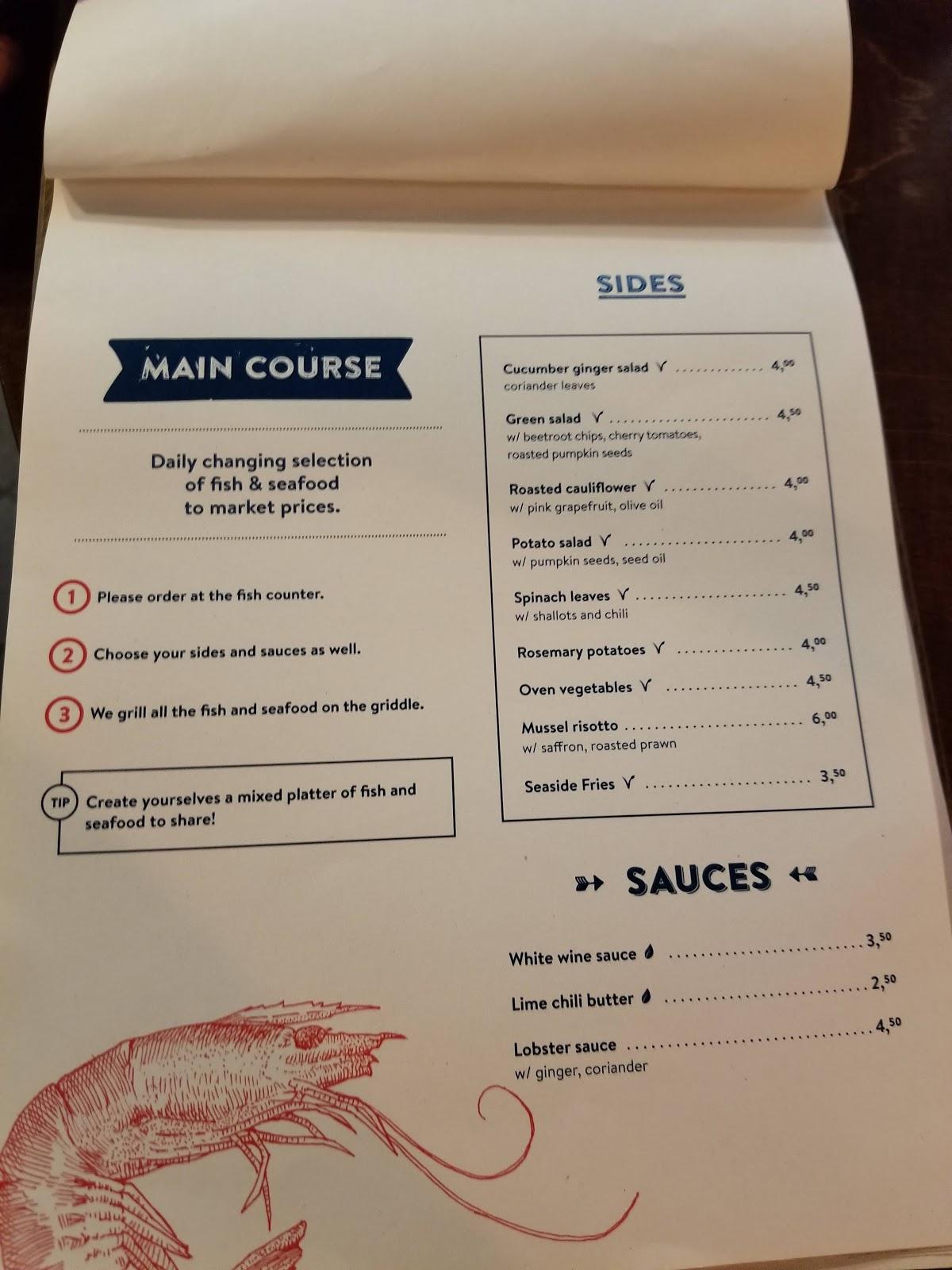 Menu at Seaside Fish & Seafood Bar, Berlin