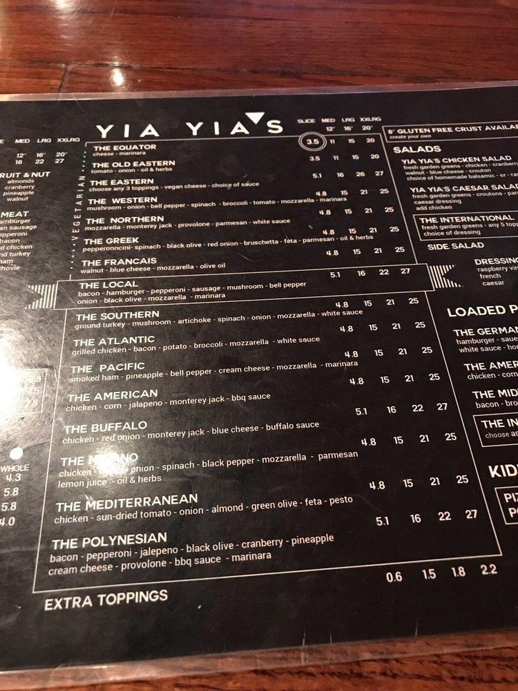 Menu at Yia Yia's pub & bar, Lincoln, O St