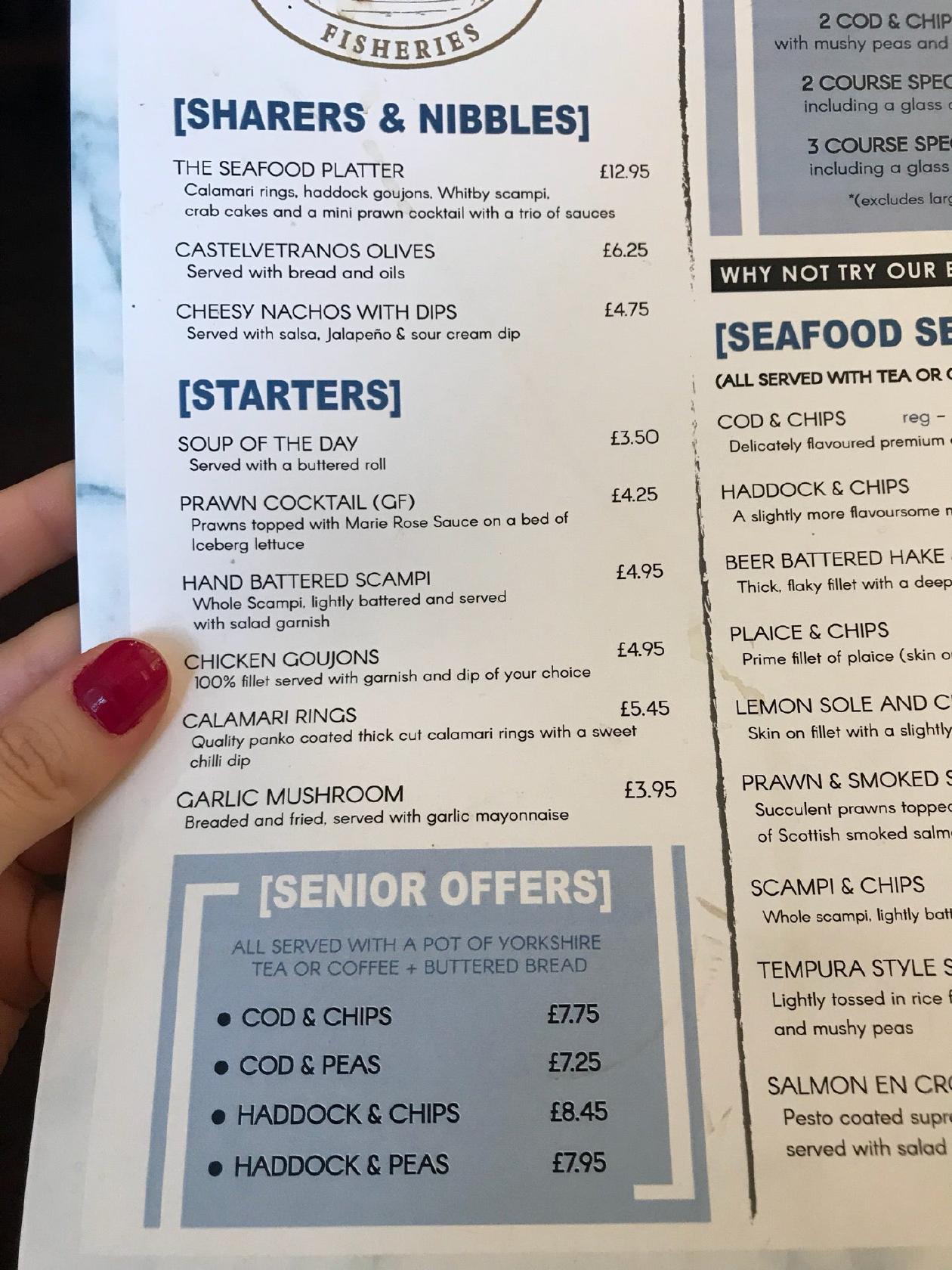 Menu At Drake S Fish Chips Restaurant York