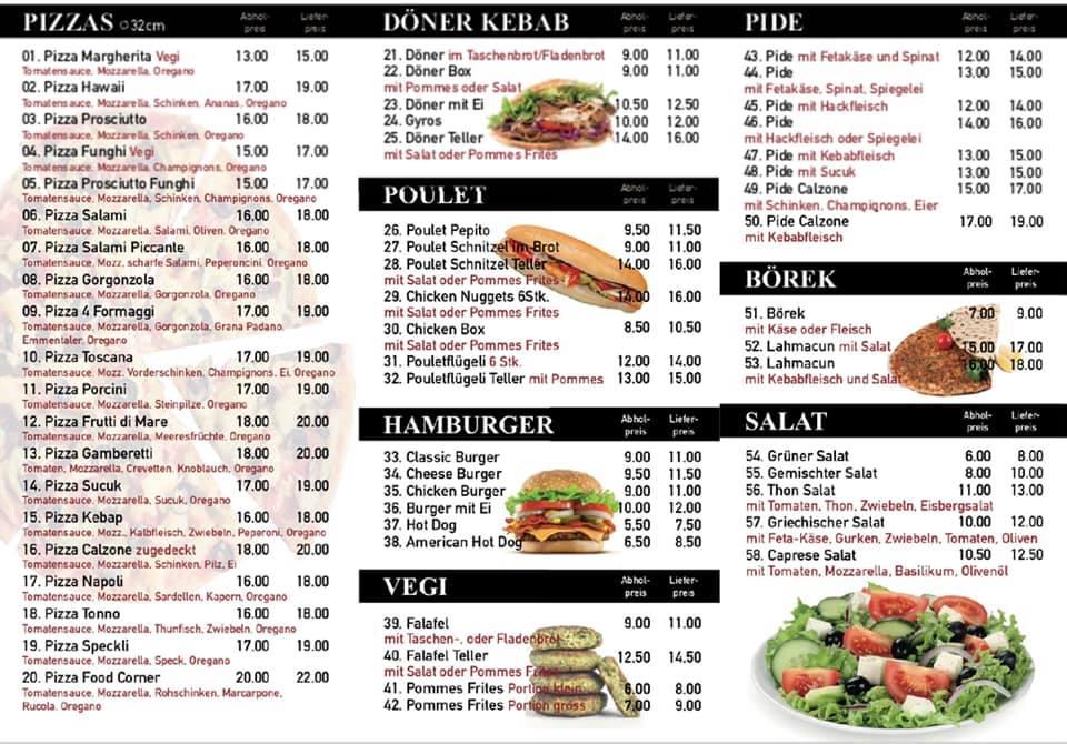 Speisekarte von Food Corner, Ebikon, Zentralstrasse 2