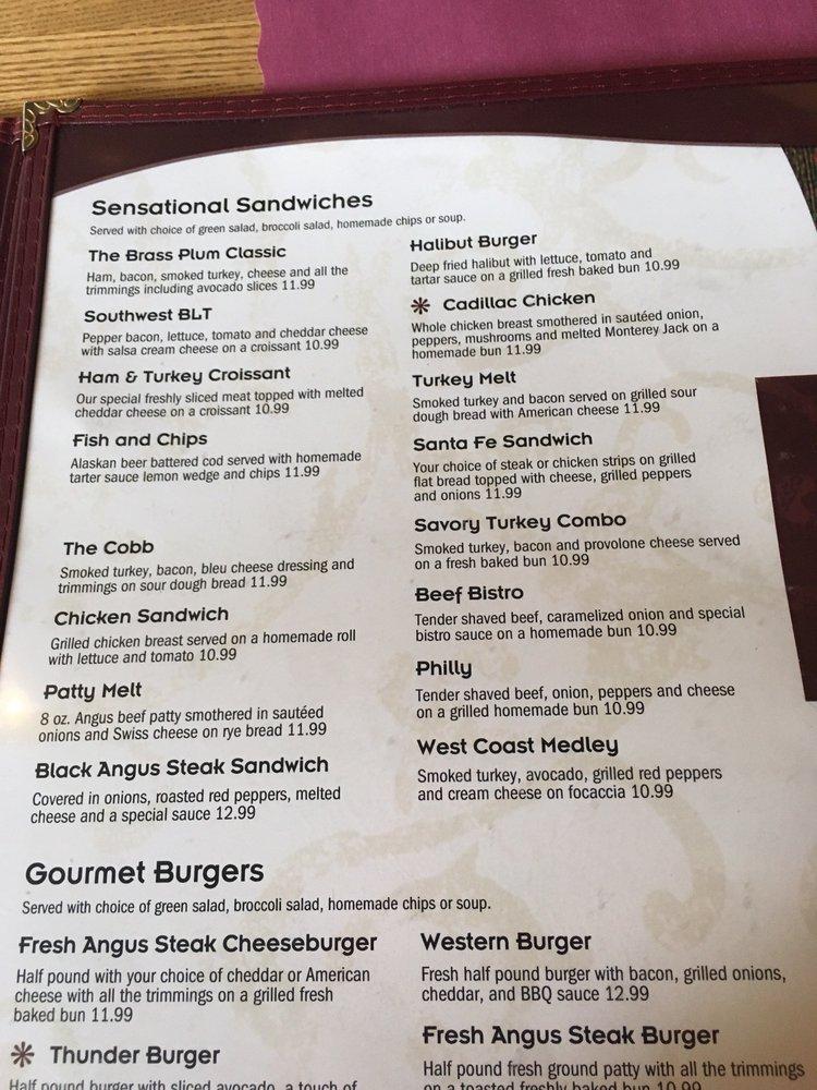 Menu at Brass Plum restaurant, Worland