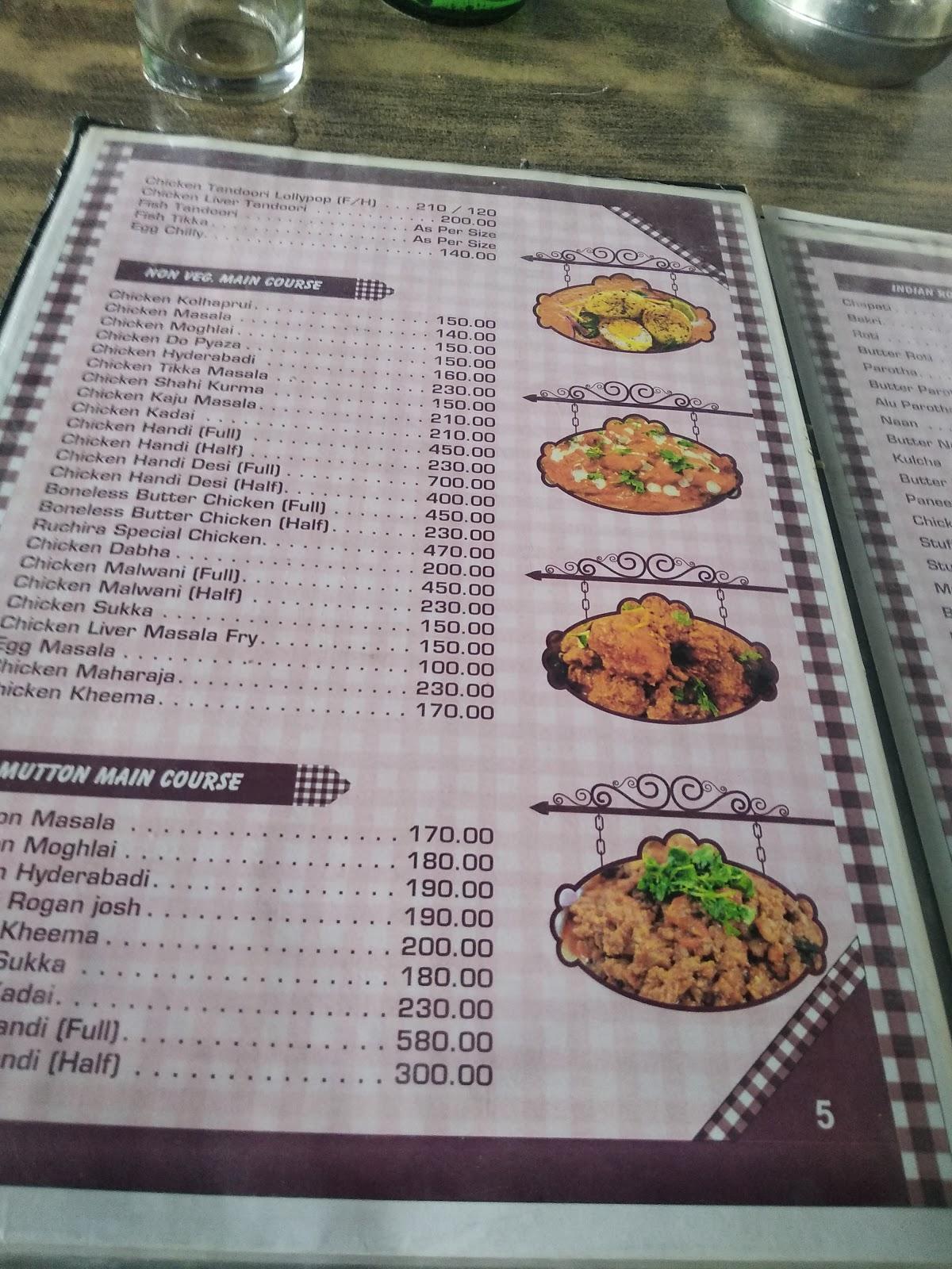 Menu At Ruchira Hotel, Badlapur