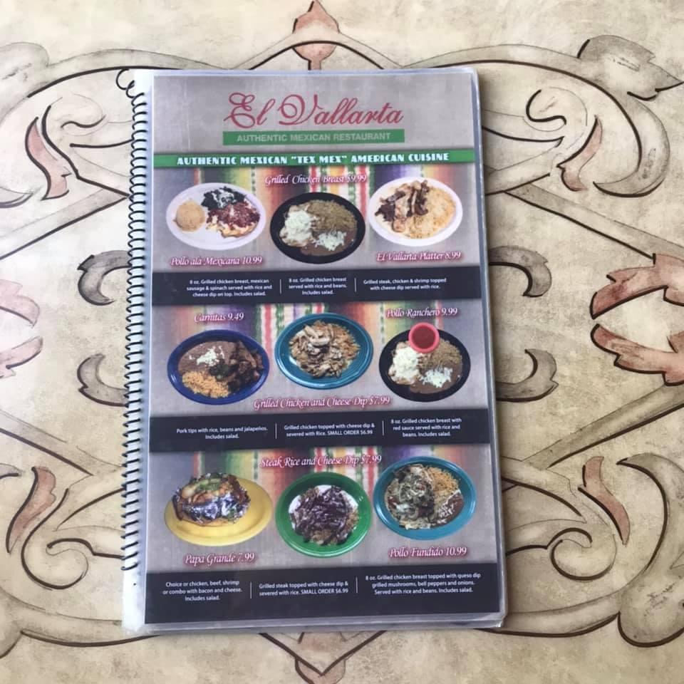 Menu at El Vallarta restaurant, Trenton