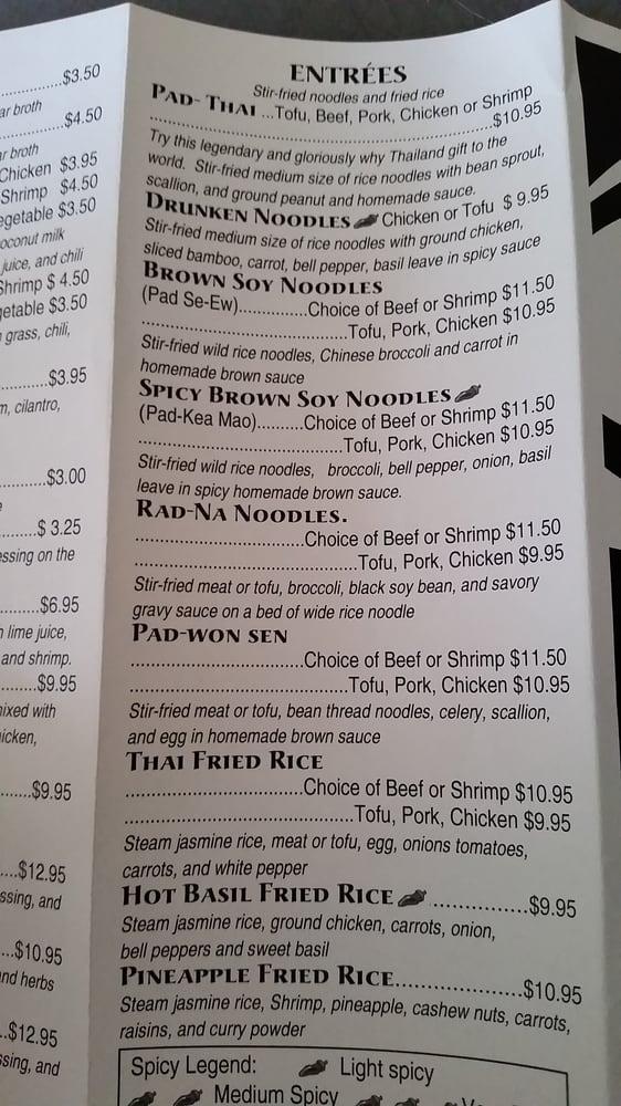 Menu At Bee S Thai Cuisine Restaurant Providence