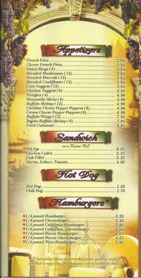 Menu at Isabellas pizza pizzeria, Bath