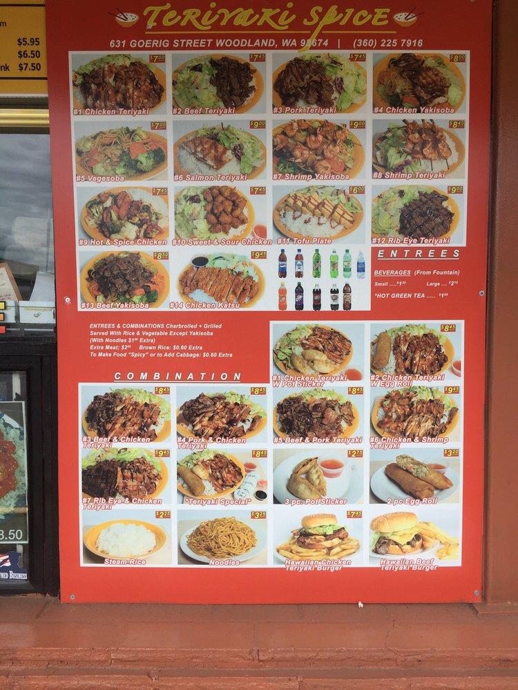 Menu at Teriyaki Spice restaurant, Woodland