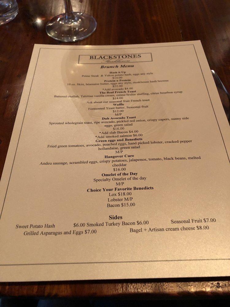 Menu at Blackstones Grille steakhouse, Fairfield