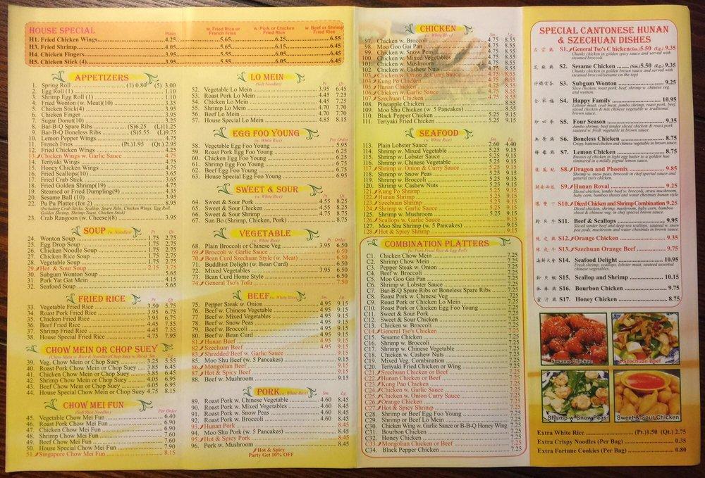 Menu at Taste of China restaurant, Valdosta