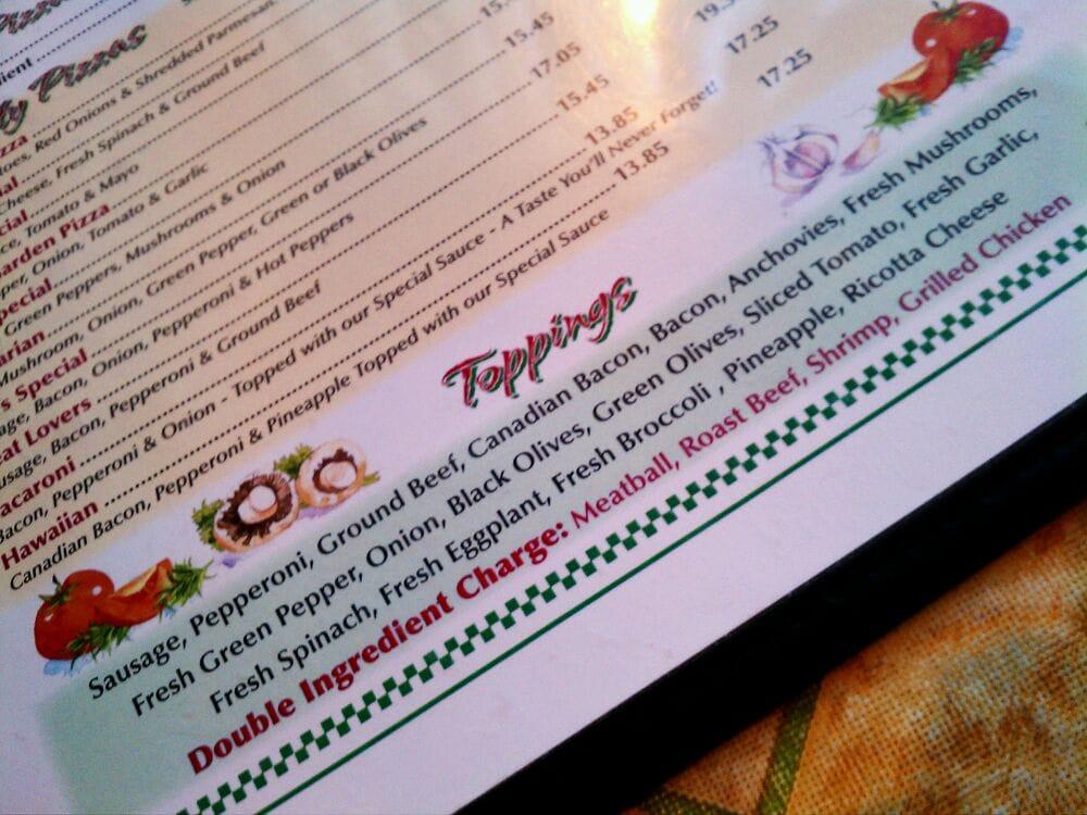 Menu at Phil's Pizza D'Oro pizzeria, Chicago