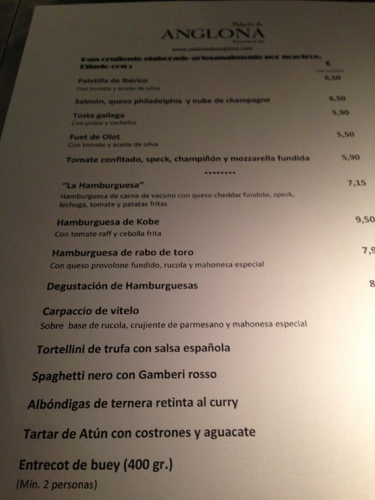 Carta De Restaurante Palacio De Anglona Madrid Palacio Del Pr Ncipe