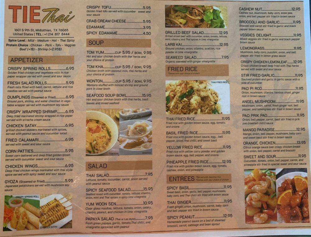 Menu at TIE Thai Restaurant & Pho, Midlothian