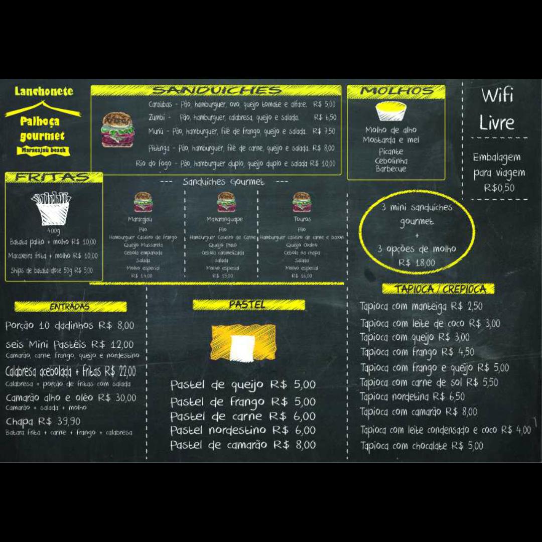 Menu at Palhoça Gourmet Maracajau Beach pub & bar, Maracajaú