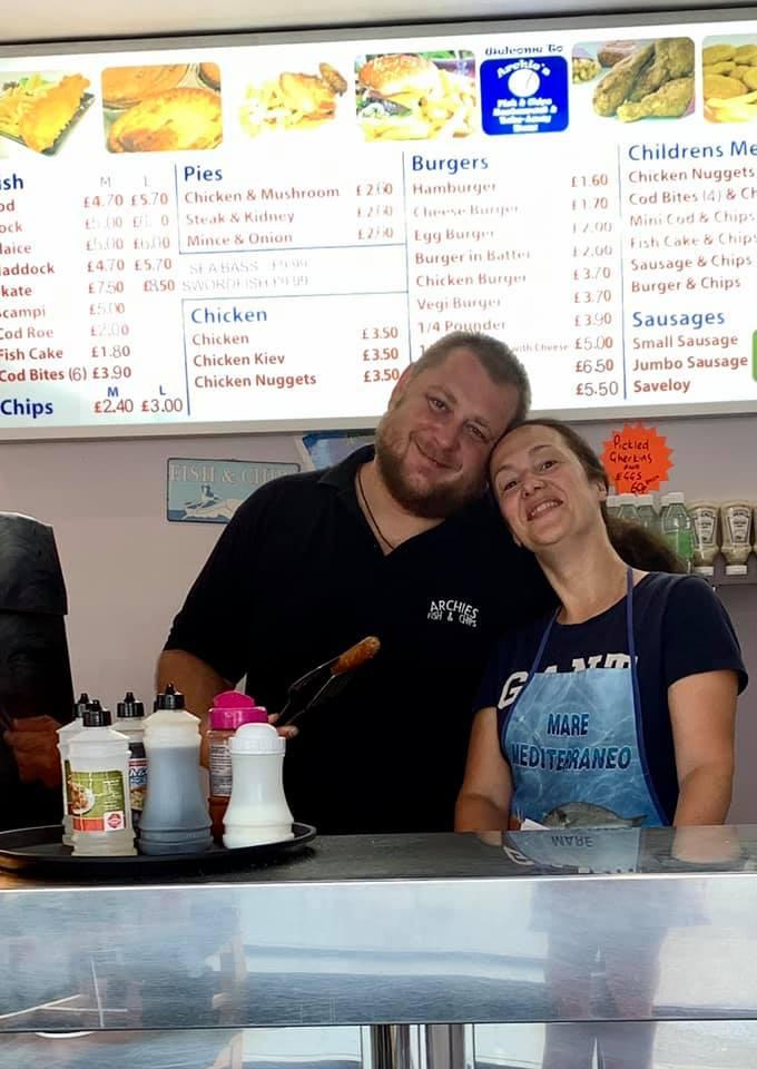 Menu at Archie's Fish & Chips restaurant, Minster