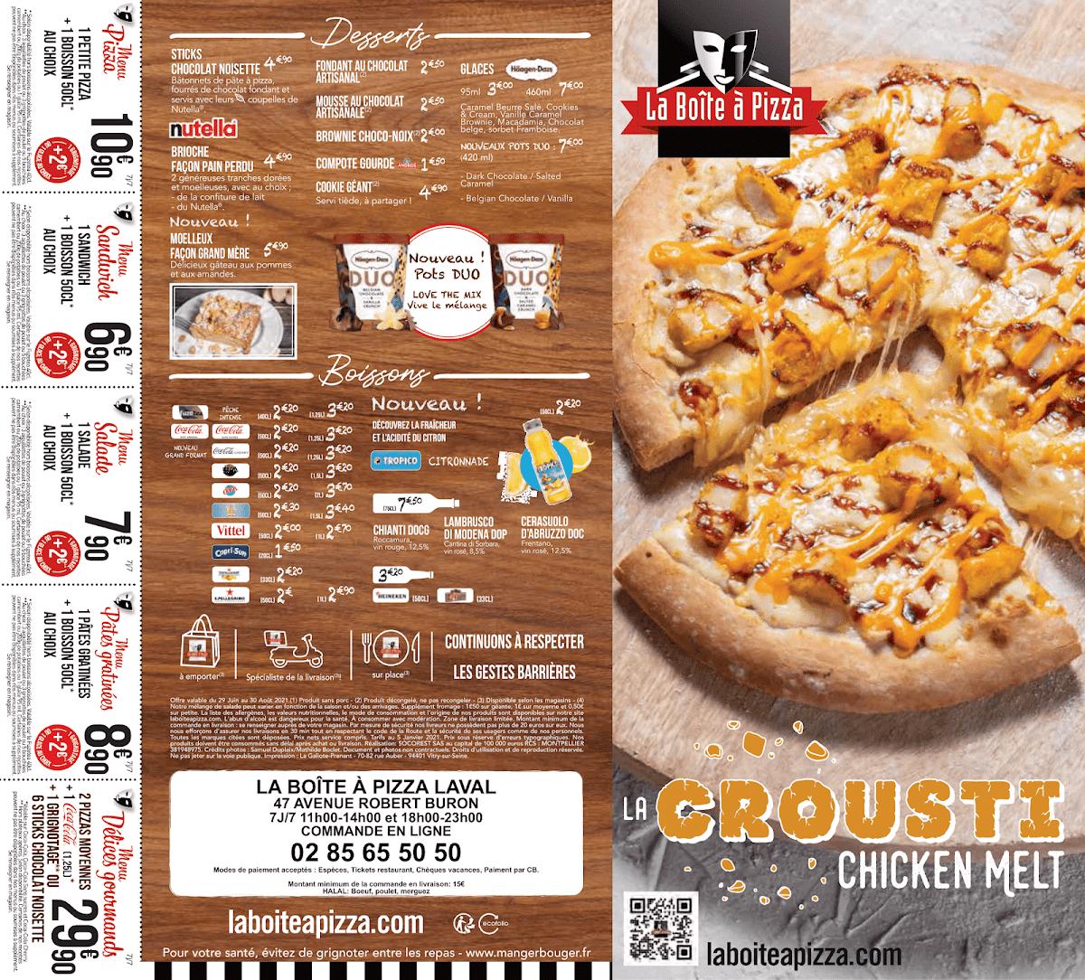 Menu at LA BOITE A PIZZA Laval restaurant, Laval