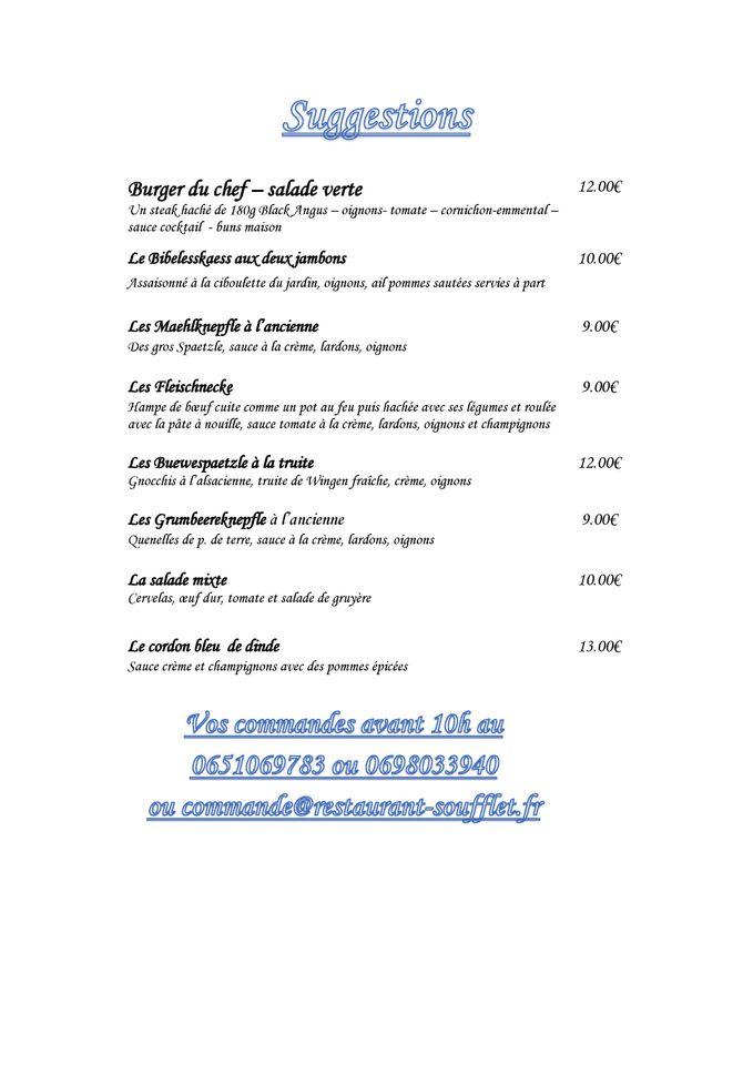 Menu at Restaurant Le Soufflet, Gundershoffen